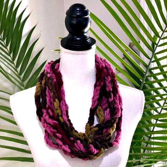 Multi Strand Knit Braided Scarf - Neck Warmer EUC - Picture 1 of 6